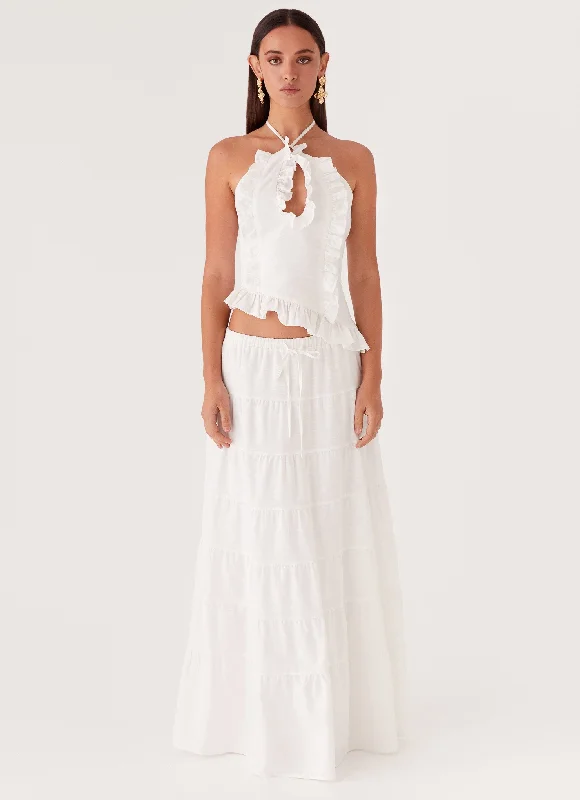 Mariella Linen Maxi Skirt - White