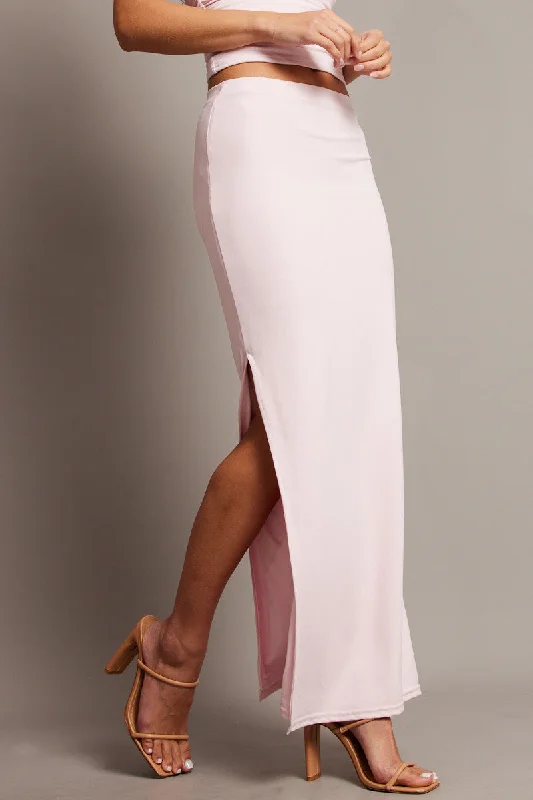 Pink Supersoft Maxi Skirt Side Split