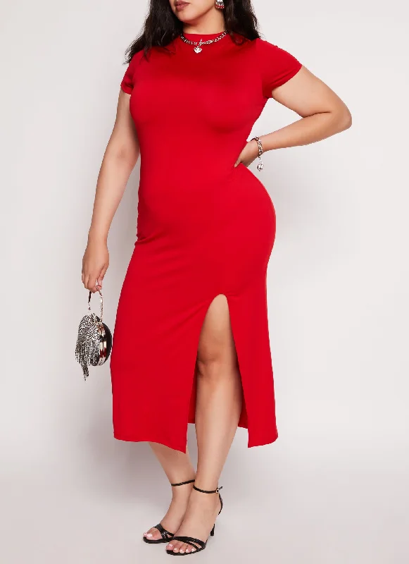 Plus Size High Neck T Shirt Dress