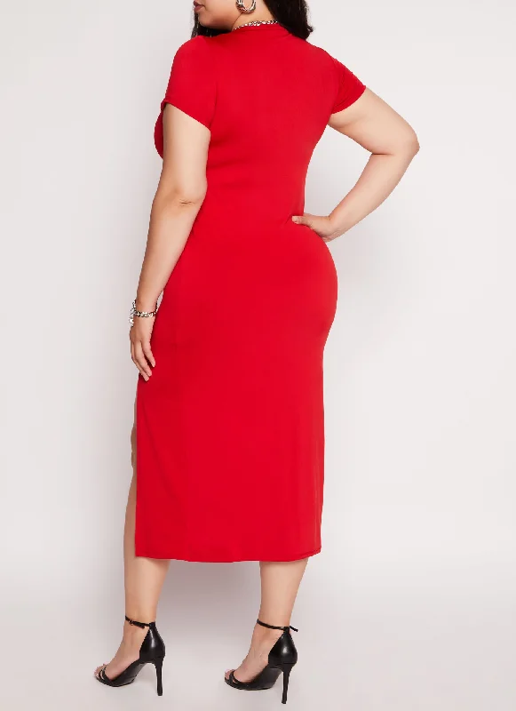 Plus Size High Neck T Shirt Dress