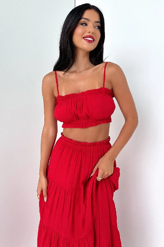 Selina Maxi Skirt - Red