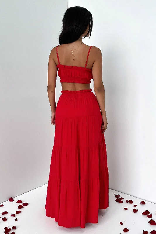 Selina Maxi Skirt - Red