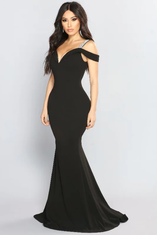 So Gorgeous Rhinestone Dress - Black