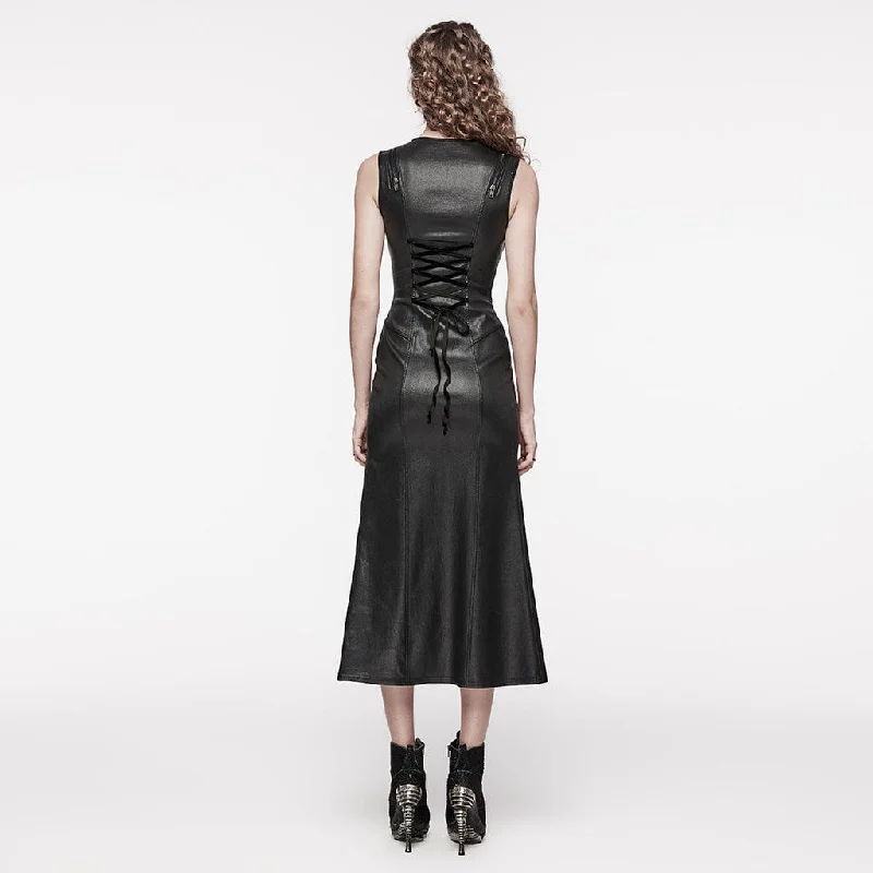 Women's Punk Plunging Split Lace-up Dress